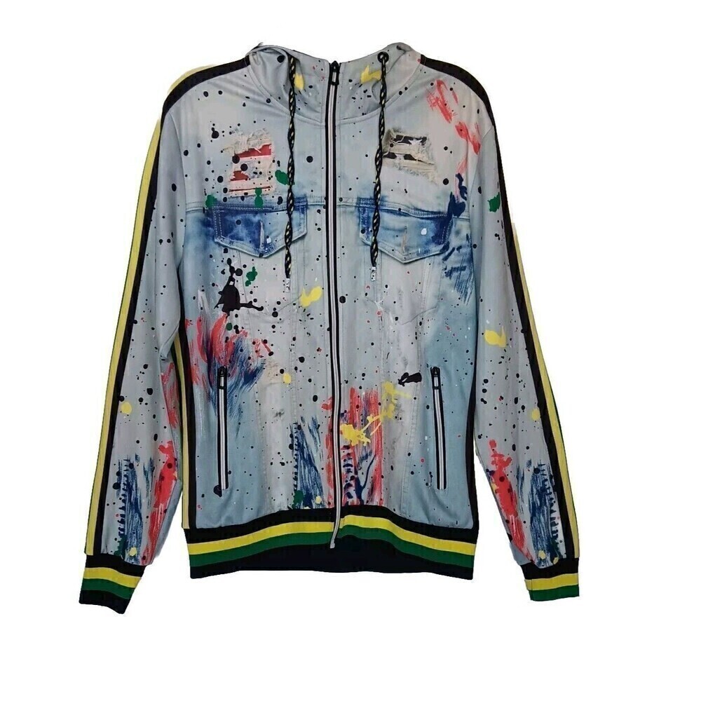 Men's Royal 7Even Size Small Full Zip Hoodie Splashed Paint Design